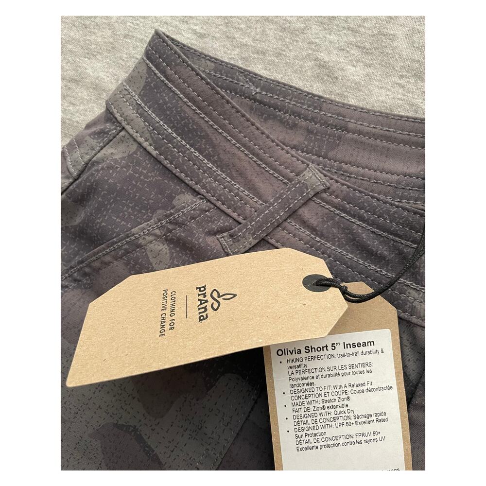 Newt Prana Olivia Womens Size 2 Gray Camo ReZion Stretch Shorts - Picture 13 of 14